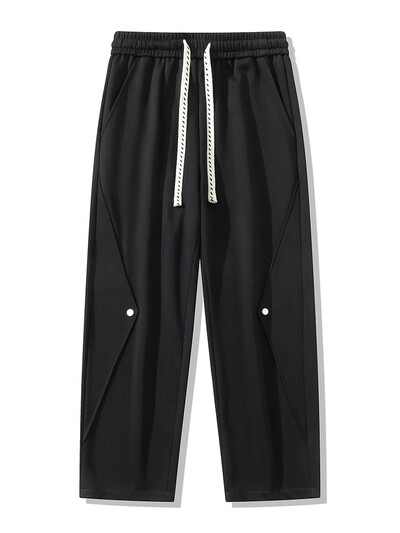 2024. gada jaunas sporta bikses ar platām kājām Vīriešu sporta apģērbs, stīgas, kokvilna, brīvas sporta bikses, vīriešu taisnas bikses, liels izmērs 8 XL