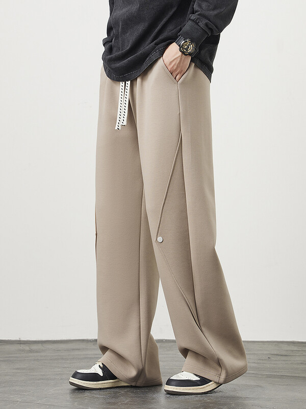 2024. gada jaunas sporta bikses ar platām kājām Vīriešu sporta apģērbs, stīgas, kokvilna, brīvas sporta bikses, vīriešu taisnas bikses, liels izmērs 8 XL