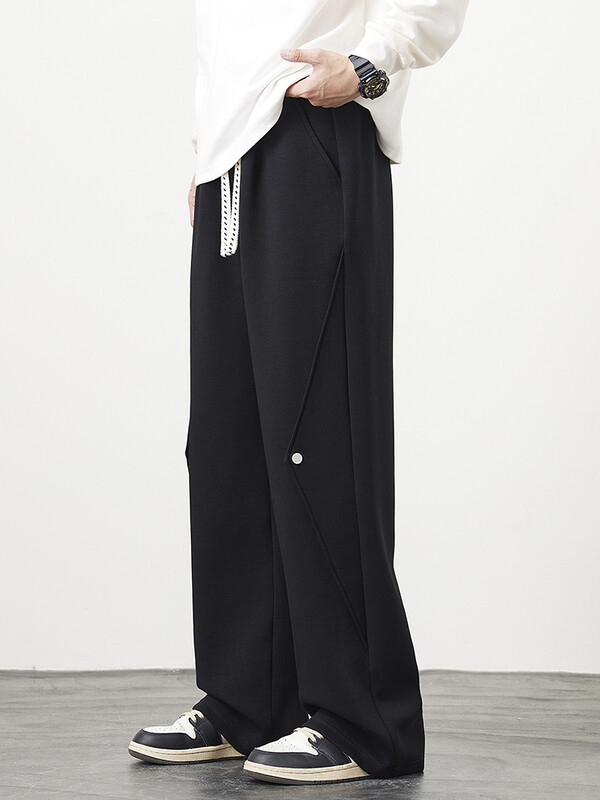 2024. gada jaunas sporta bikses ar platām kājām Vīriešu sporta apģērbs, stīgas, kokvilna, brīvas sporta bikses, vīriešu taisnas bikses, liels izmērs 8 XL