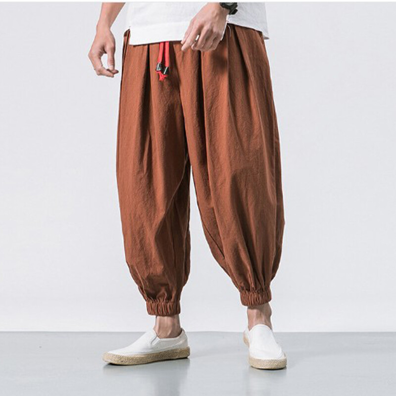 Pavasaris Vasara vienkrāsainas bikses Vīriešu brīvas ikdienišķas platas sporta bikses Modes, maigas apakšas Ikdienas skriešanas bikses vīriešiem