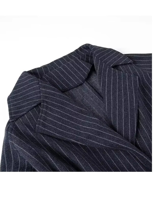 Trenci lungi cu dungi vintage pentru femei, ocazional, largi, cu un singur buton, cu curele de eșapament pentru femei, îmbrăcăminte elegantă și elegantă de toamnă