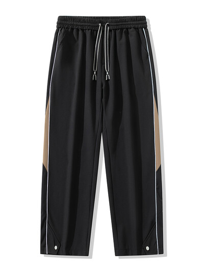 2024. gada rudens jauns vīriešu sporta bikses ar platām kājām svītrainām sporta bikses liela izmēra 8XL 7XL 6XL zīmējums sporta apģērbs brīvas taisnas bikses