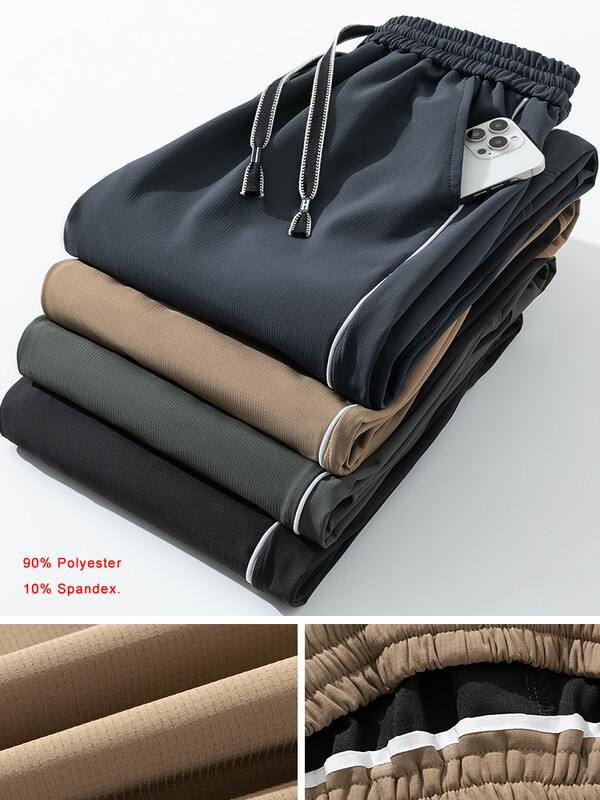 2024. gada rudens jauns vīriešu sporta bikses ar platām kājām svītrainām sporta bikses liela izmēra 8XL 7XL 6XL zīmējums sporta apģērbs brīvas taisnas bikses