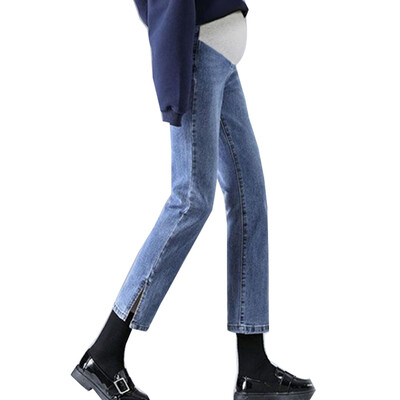 Pantaloni abdominali de sarcină Blugi iubit Pantaloni de maternitate pentru femei însărcinate Haine Pantaloni cu talie înaltă Blugi largi din denim
