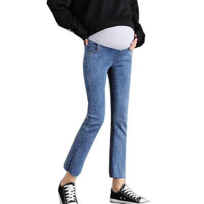 Pantaloni abdominali de sarcină Blugi iubit Pantaloni de maternitate pentru femei însărcinate Haine Pantaloni cu talie înaltă Blugi largi din denim