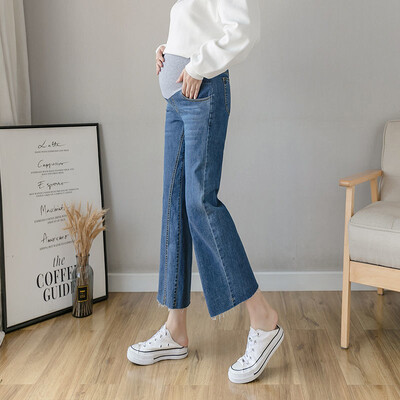 Pantaloni abdominali de sarcină Blugi iubit Pantaloni de maternitate pentru femei însărcinate Haine Pantaloni cu talie înaltă Blugi largi din denim