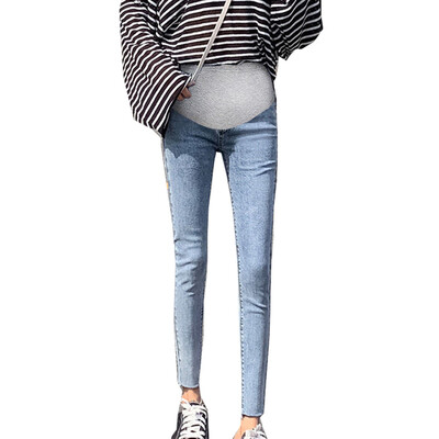 Pantaloni abdominali de sarcină Blugi iubit Pantaloni de maternitate pentru femei însărcinate Haine Pantaloni cu talie înaltă Blugi largi din denim