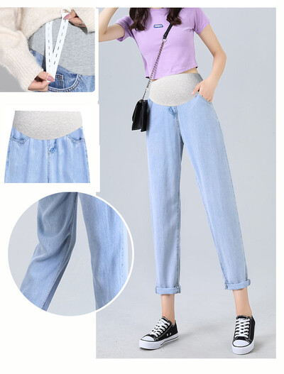 Pantaloni abdominali de sarcină Blugi iubit Pantaloni de maternitate pentru femei însărcinate Haine Pantaloni cu talie înaltă Blugi largi din denim