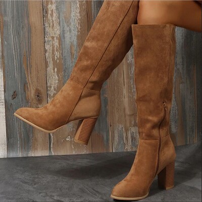 2023-as forró kiárusítás, nagy, 43-as méretű, fűzős női vintage lábszárközépig érő csizma női cipő magassarkú Retro lila fekete barna női csizma