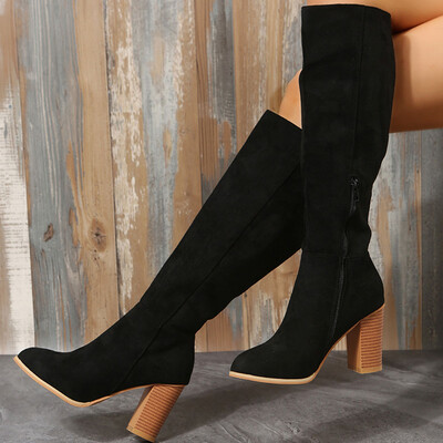 2023-as forró kiárusítás, nagy, 43-as méretű, fűzős női vintage lábszárközépig érő csizma női cipő magassarkú Retro lila fekete barna női csizma