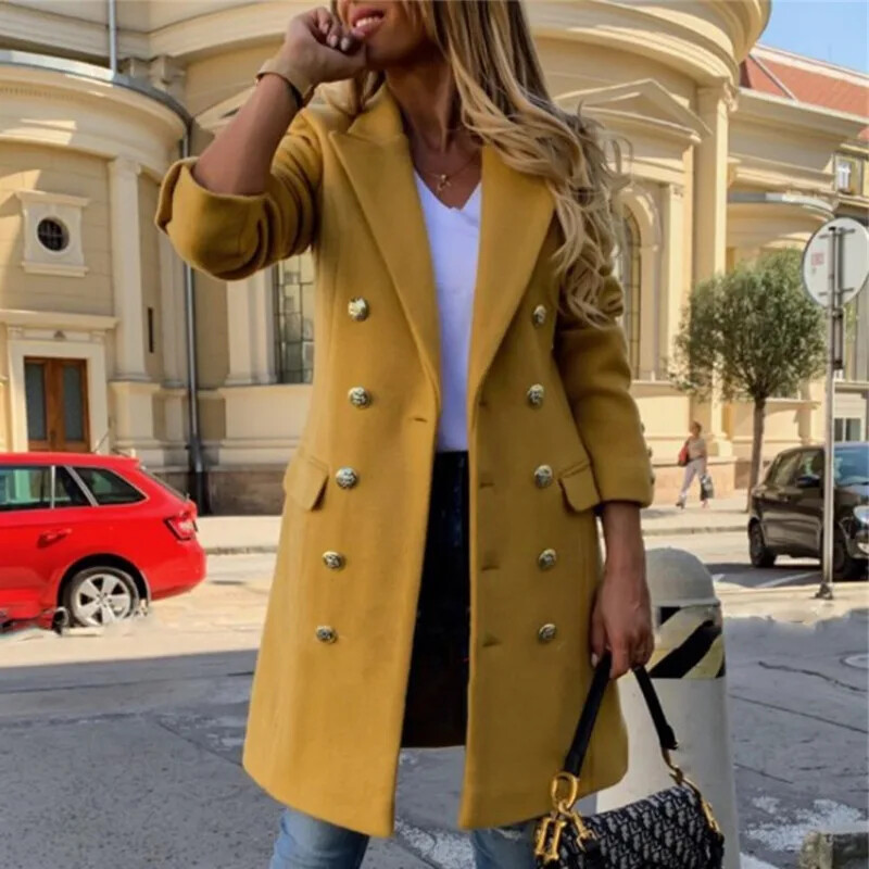 Pardesiu de lână ocazional elegant, cu cataramă, subțire, toamnă iarnă, ocazional, confortabil, cu mâneci lungi, haine de stradă