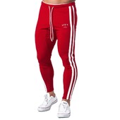 Piros alkalmi nadrágok Férfi Pamut karcsú kocogók melegítőnadrágok Őszi edzőnadrágok Férfi edzőterem Fitnesz alsók Futás Sport futónadrágok