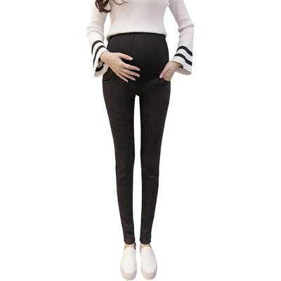Nėštumas Nėštumas Skinny Kelnės Džinsai Kelnės Elastinės nėščiosios pėdos Pilvą pakeliančios kelnės Tamprios džinsinės kelnės