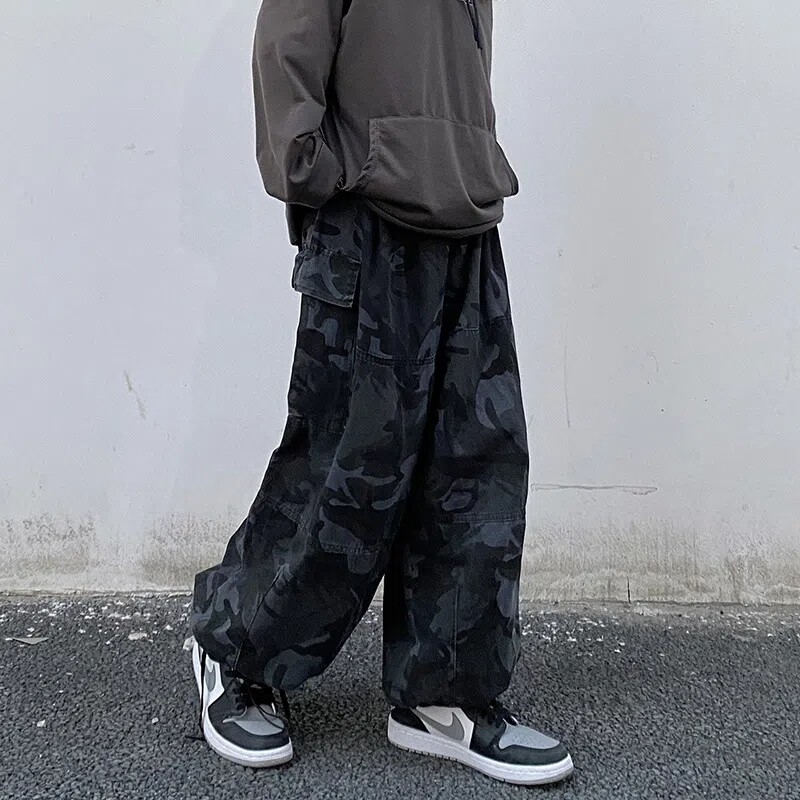 Pantaloni cargo militari de epocă, bărbați, femei, scule de camuflaj, pantaloni cu picioare largi, toamnă, hip hop, pantaloni largi, drepte, îmbrăcăminte de stradă pentru bărbați