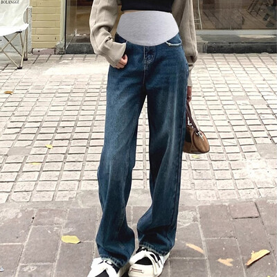 Liela izmēra grūtnieču bikses Belly Support Bikses Džinsi Mātes apģērbi grūtniecēm 2024 Mode Premama Clothing Platas bikses