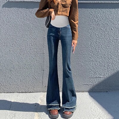 Retro grūtnieču džinsi Maternity Boot Cut Pant Slimming Premama Clothing Mātes apģērbi grūtniecēm Liela izmēra grūtniecēm
