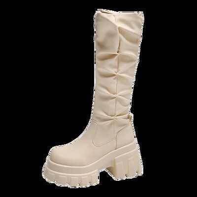 Sieviešu Motociklu Garie Zābaki Rudens Ziemas Silti Ceļi Augsti Zābaki Ādas Zābaki Sieviešu Bieza Zole Platforma Botas Mujer Augstpapēžu kurpes