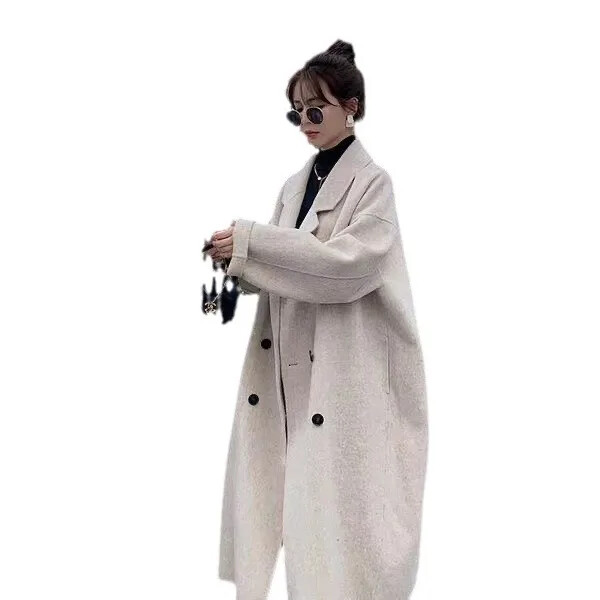 Nova zima 2023. Ženska široka vunena jakna srednje dužine, podebljani ovratnik odijela Kaput, ležerna odjeća u korejskom stilu
