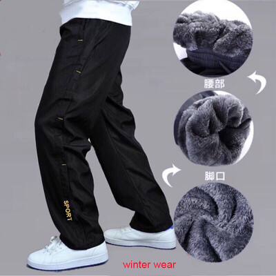 Vīriešu sporta bikses rudens ziemas plus samta siltas bikses vai vasaras ātri žūstošas brīvas taisnas, nodilumizturīgas plānas bikses vīriešiem