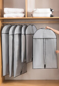 Ασημί Γκρι Κρεμαστές Τσάντες Ενδυμάτων Σετ τεμαχίων - Τσάντες κάλυψης κοστουμιού με προστασία από τη σκόνη για αποθήκευση σε ντουλάπα， Τσάντα προστασίας ρούχων με φερμουάρ