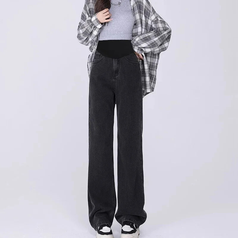 2024 Fashion Grūtnieču Džinsi Mātes apģērbi grūtniecēm Platas Bikses Vēders Atbalsta Bikses Premama Apģērbs Grūtniecība