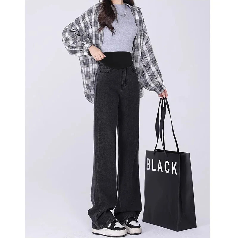 2024 Fashion Grūtnieču Džinsi Mātes apģērbi grūtniecēm Platas Bikses Vēders Atbalsta Bikses Premama Apģērbs Grūtniecība