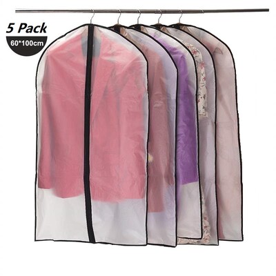 5 kom/set Prozirne navlake za odjeću Odijelo Odijelo Jakna Odjeća Kaput Navlaka otporna na prašinu Zaštitnik Putna torba Navlaka za prašinu
