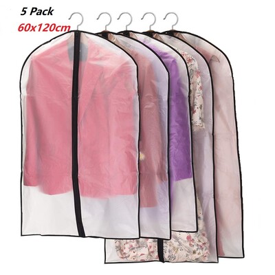 5 kom/set Prozirne navlake za odjeću Odijelo Odijelo Jakna Odjeća Kaput Navlaka otporna na prašinu Zaštitnik Putna torba Navlaka za prašinu
