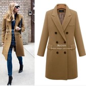 Palton de toamnă și iarnă de damă, culoare uni, paltoane lungi, cu mâneci lungi, guler răsturnat, buzunare, îmbrăcăminte exterioară 2024 șic