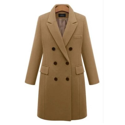 Palton de toamnă și iarnă de damă, culoare uni, paltoane lungi, cu mâneci lungi, guler răsturnat, buzunare, îmbrăcăminte exterioară 2024 șic