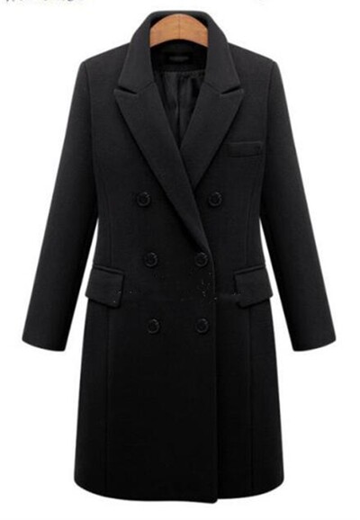 Palton de toamnă și iarnă de damă, culoare uni, paltoane lungi, cu mâneci lungi, guler răsturnat, buzunare, îmbrăcăminte exterioară 2024 șic