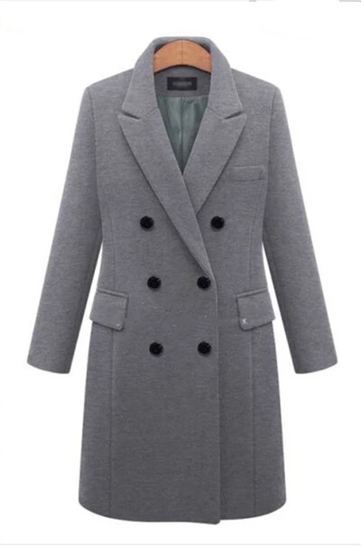Palton de toamnă și iarnă de damă, culoare uni, paltoane lungi, cu mâneci lungi, guler răsturnat, buzunare, îmbrăcăminte exterioară 2024 șic