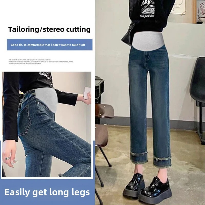 Traperice za trudnice Opuštene kratke hlače ravnih nogavica za proljeće i jesen, trudnice Udobne donje hlače