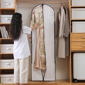 Salokāms līgavas kleitas putekļu glabāšanas maisiņš ar rāvējslēdzēju kāzu kleitas putekļu pārsegs PEVA dūnu jaka garās drēbju glabāšanas pakarināmā soma