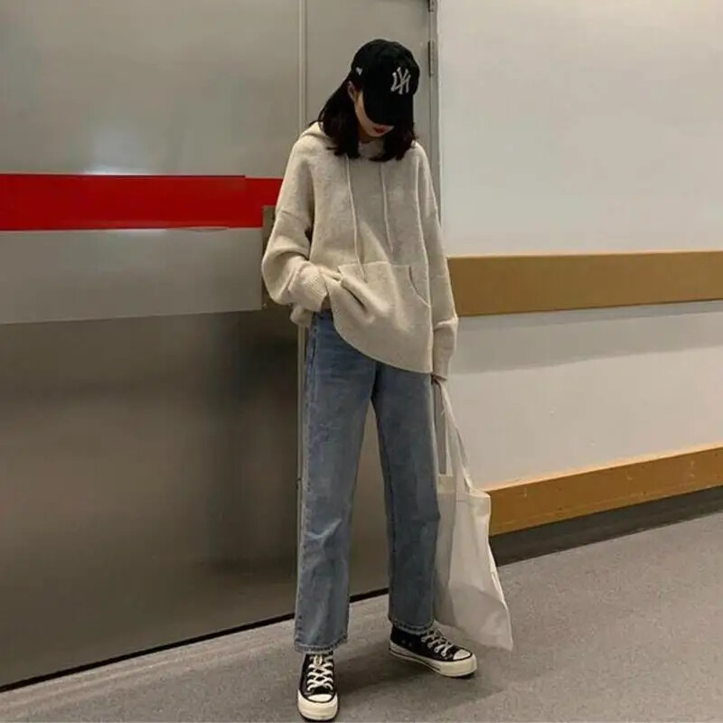 Široke široke ravne traperice za trudnice Proljeće Jesen Trbušne hlače Odjeća za trudnice Radne hlače za trudnice