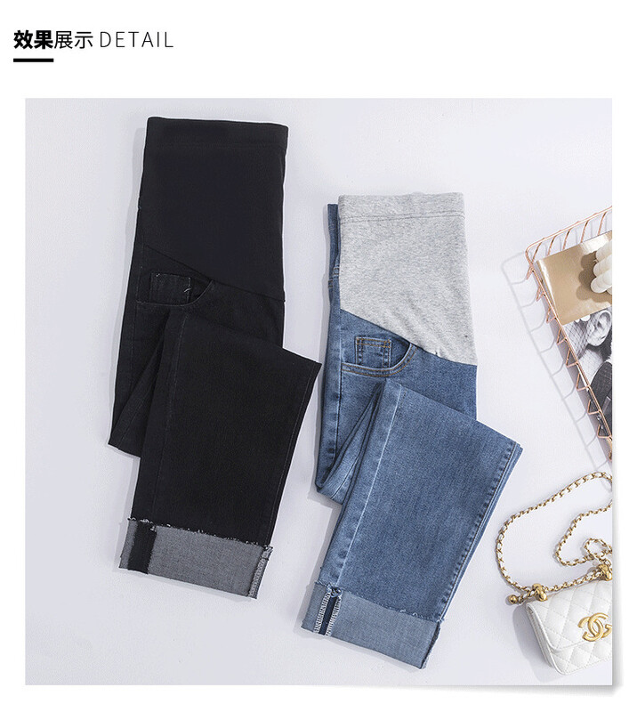 Proljetne trudničke pušačke hlače Visokog struka Traper hlače za trudnice Modne trudničke traperice Široka ležerna trudnička odjeća