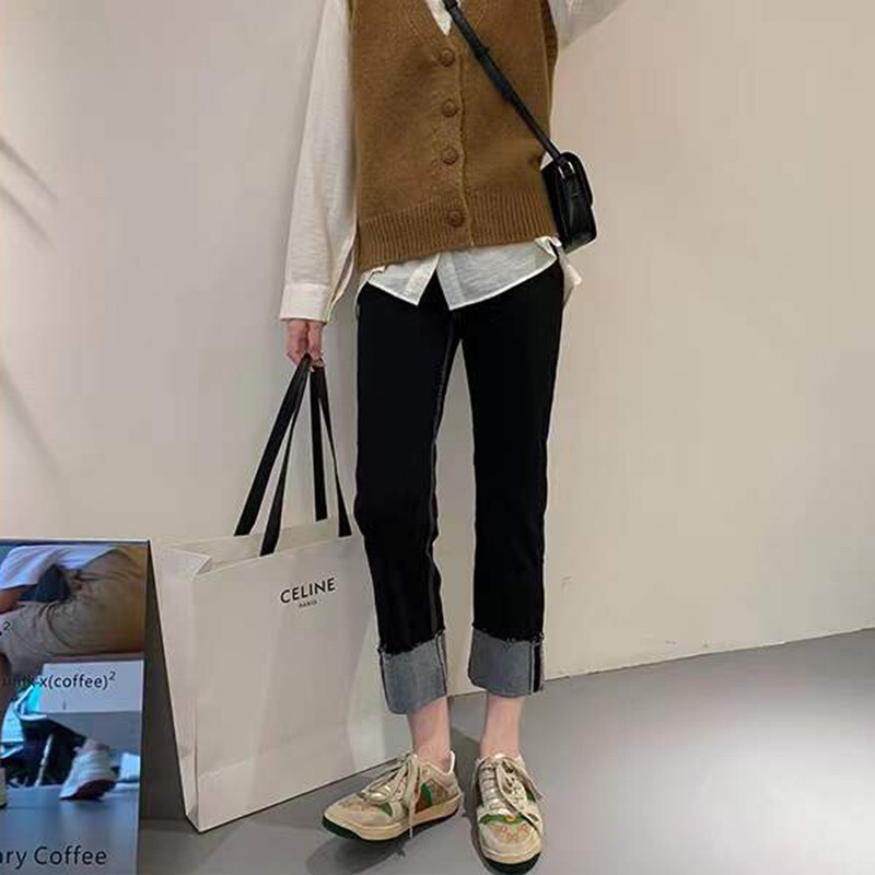 Proljetne trudničke pušačke hlače Visokog struka Traper hlače za trudnice Modne trudničke traperice Široka ležerna trudnička odjeća