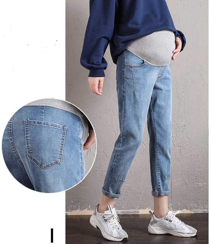 Őszi téli kismama nadrág terhes női állítható magas derekú terhes farmer nadrág farmer has farmer nadrág nagy méretű