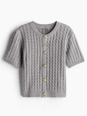 Ležerni pleteni kardigan s jednim kopčanjem Ženski jesenski jednobojni mini džemper kratkih rukava s O-izrezom 2024. Tanka modna svestrana majica