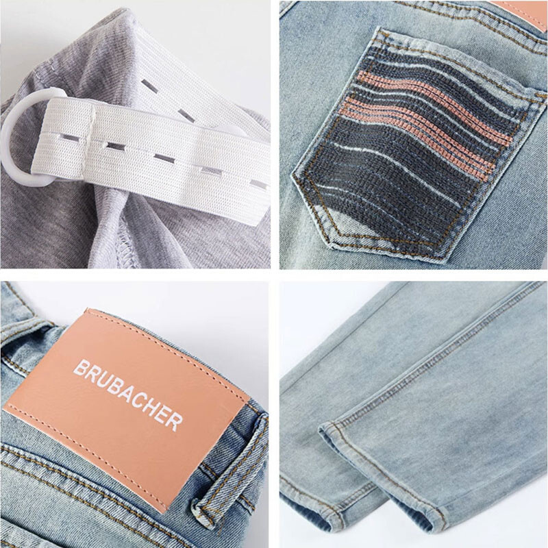 Trudničke trbušne hlače Boyfriend traperice Trudničke hlače za trudnice Odjeća Hlače visokog struka Široke traperice