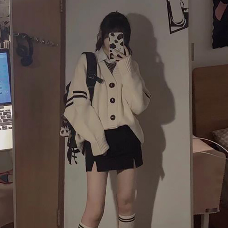 Ležerni ženski pulover proljeće jesen korejski prugasti dugi rukavi široki kardigan ulična odjeća Harajuku Y2K ženski pleteni kaputi