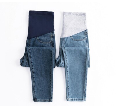 Noi pantaloni abdominali de sarcină Blugi de modă Pantaloni de maternitate pentru femei însărcinate Haine Pantaloni cu talie înaltă Blugi largi din denim