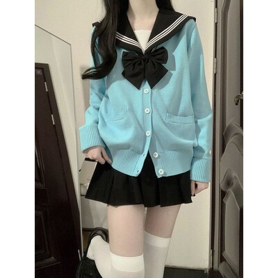JK Uniforma Kardigani Ženski kaputi Studenti Elegantni Jednobojni pleteni dugih rukava Široki Japanski V-izrez Kauzalni Dnevni Ženski