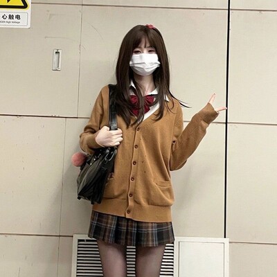 JK Uniforma Kardigani Ženski kaputi Studenti Elegantni Jednobojni pleteni dugih rukava Široki Japanski V-izrez Kauzalni Dnevni Ženski