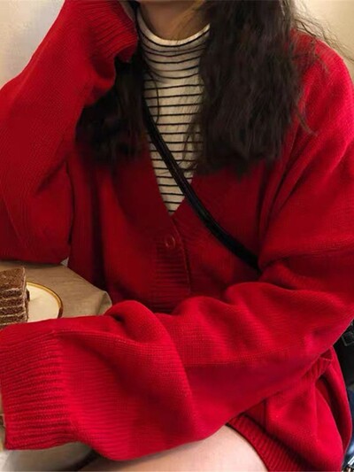 Džemperi Ženski pleteni kardigan V-izrez dugih rukava Modni pleteni ženski jesenski elegantni Zeleni Smeđi Crveni Bijeli Crni Sivi Ružičasti