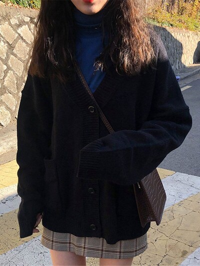 Džemperi Ženski pleteni kardigan V-izrez dugih rukava Modni pleteni ženski jesenski elegantni Zeleni Smeđi Crveni Bijeli Crni Sivi Ružičasti