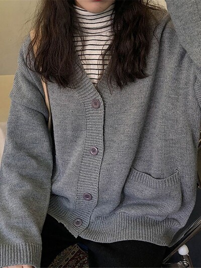 Džemperi Ženski pleteni kardigan V-izrez dugih rukava Modni pleteni ženski jesenski elegantni Zeleni Smeđi Crveni Bijeli Crni Sivi Ružičasti