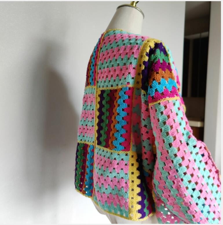 Šareni džemper kaput Ženska jesenska moda Jedinstven vrhunski stil Tanak i svestran pleteni kardigan