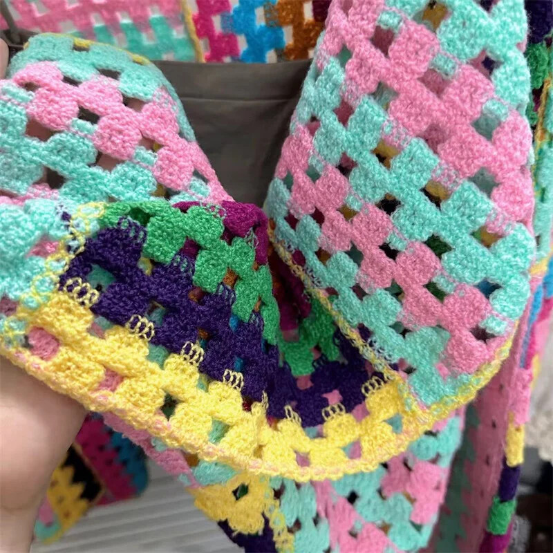 Šareni džemper kaput Ženska jesenska moda Jedinstven vrhunski stil Tanak i svestran pleteni kardigan