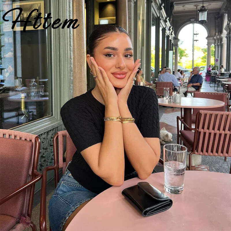 Elegantni pleteni kardigan s jednim kopčanjem Ženski ležerni pulover s O-izrezom i kratkim rukavima Džemper Jesen 2024. Ženska pletenina za sve vrste